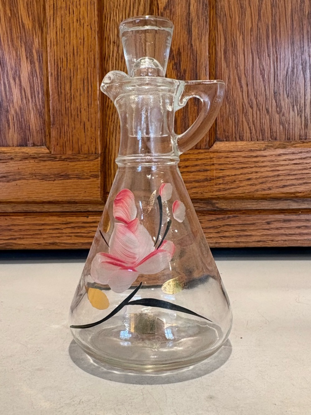 Vtg Hazel Atlas Hand-Painted Cruet